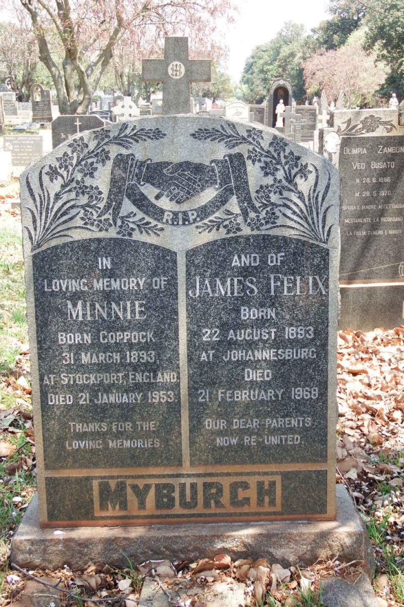 MYBURGH James Felix 1893-1968 &amp; Minnie COPPOCK 1893-1953