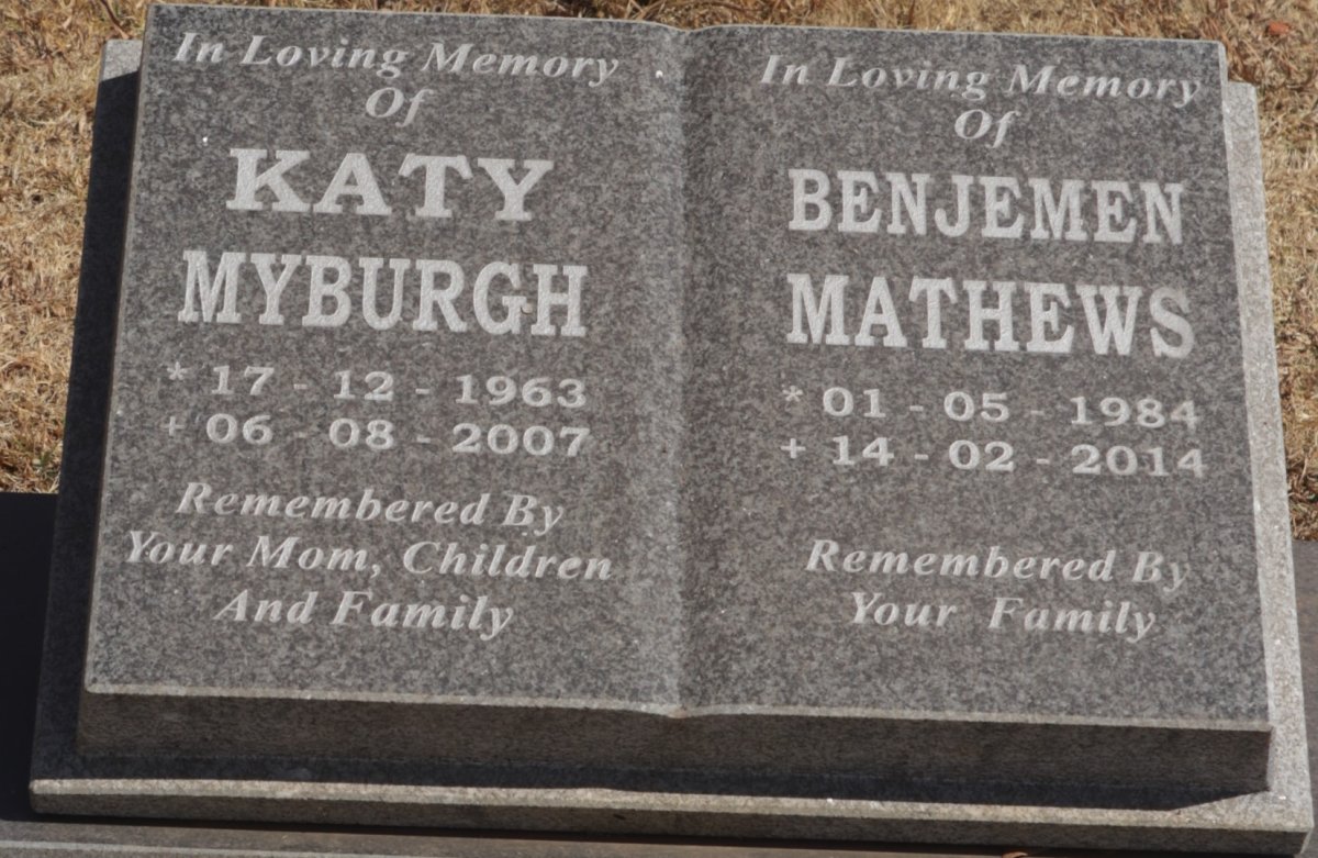 MYBURGH Katy 1963-2007 :: MATHEWS Benjemen 1984-2014