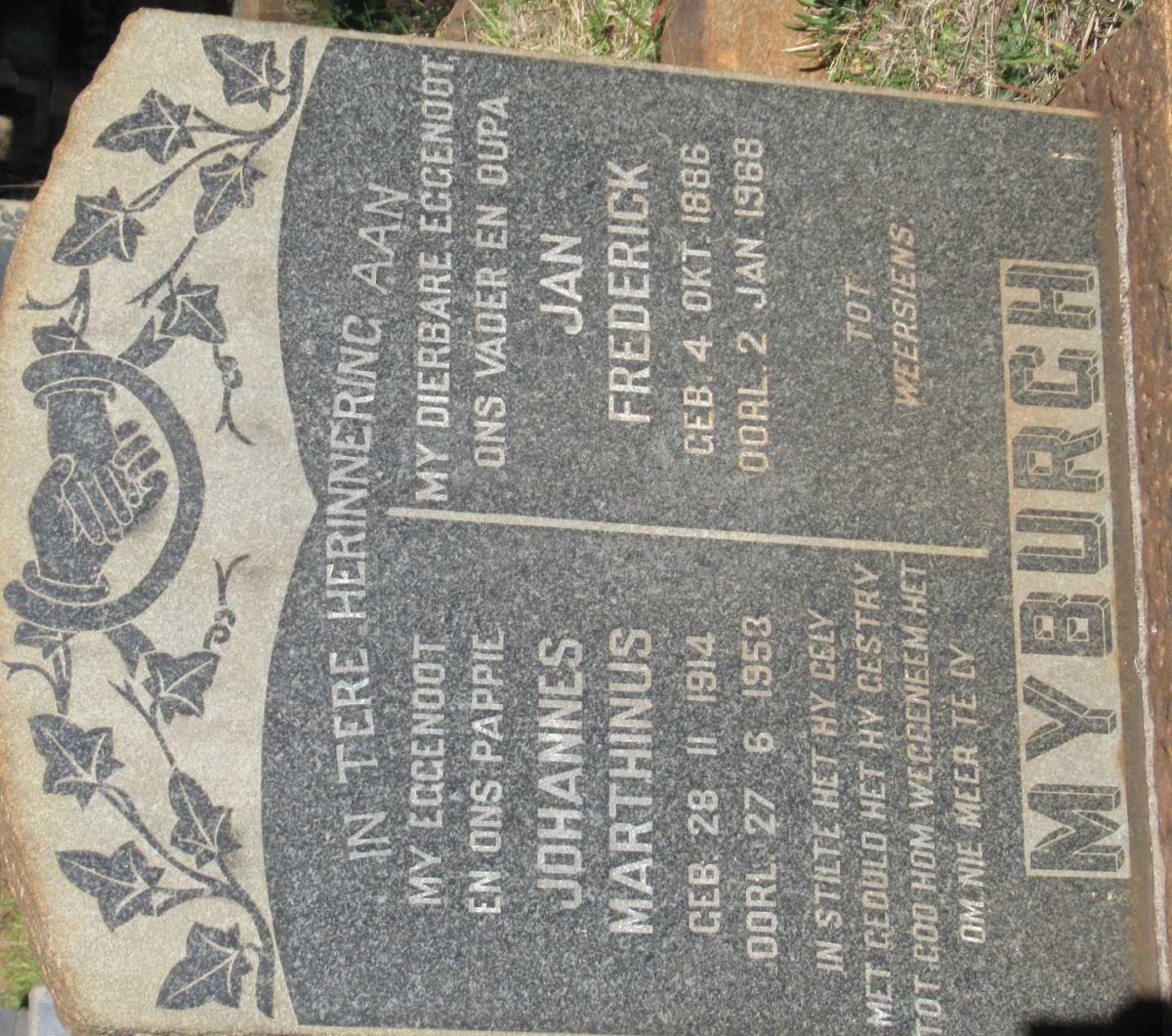 MYBURGH Jan Frederick 1886-1968 :: MYBURGH Johannes Marthinus 1914-1953