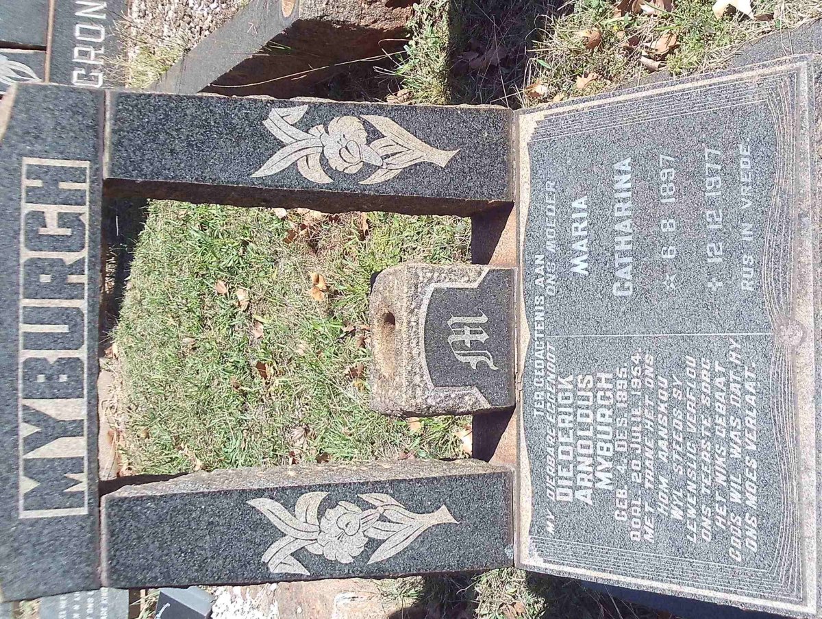 MYBURGH Diederick Arnoldus 1895-1954 &amp; Maria Catharina 1897-1977
