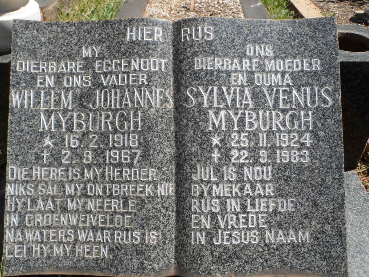 MYBURGH Willem Johannes 1918-1967 &amp; Sylvia Venus 1924-1983