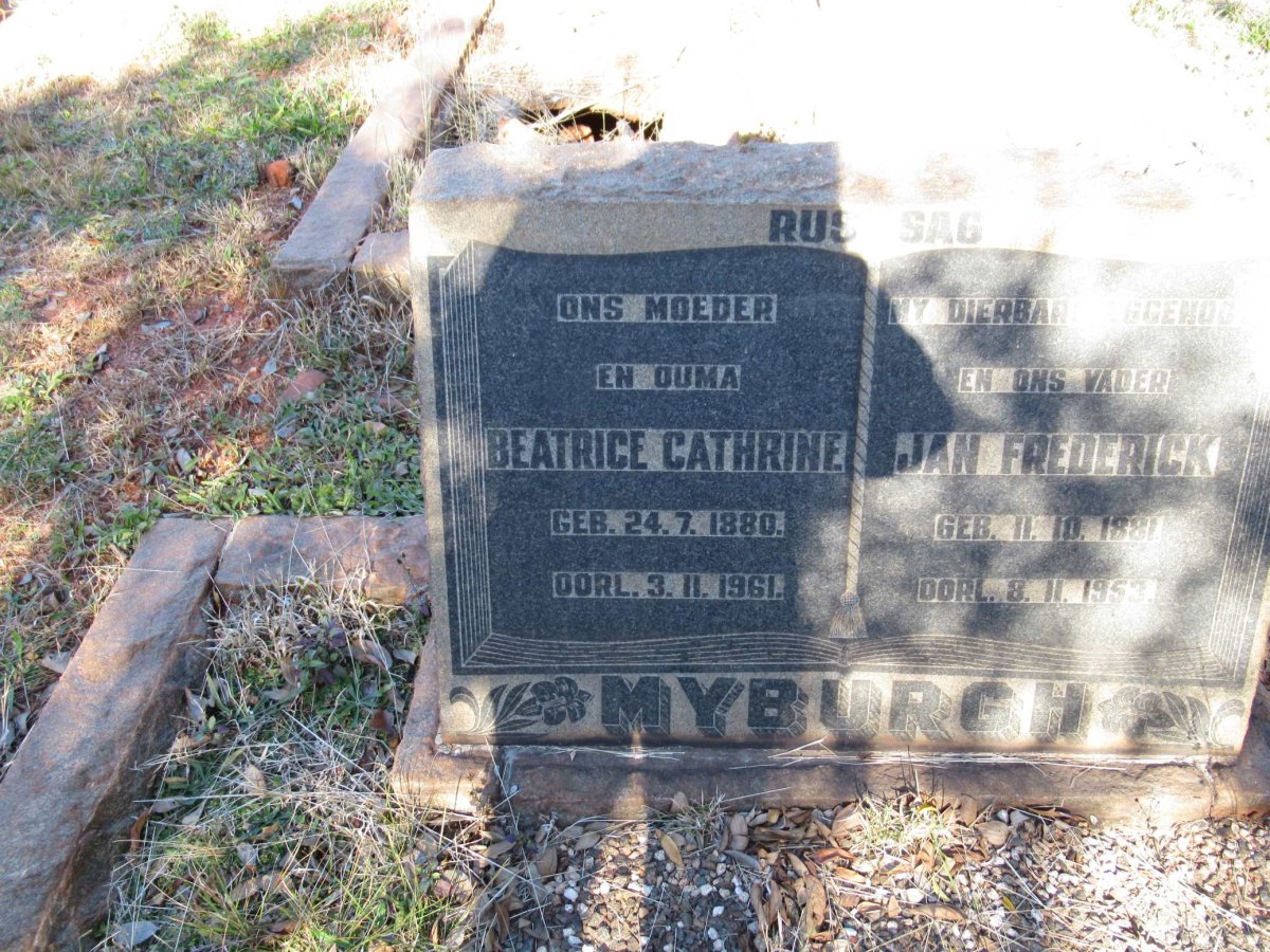 MYBURGH Jan Frederick 1881-1953 &amp; Beatrice Cathrine 1880-1961