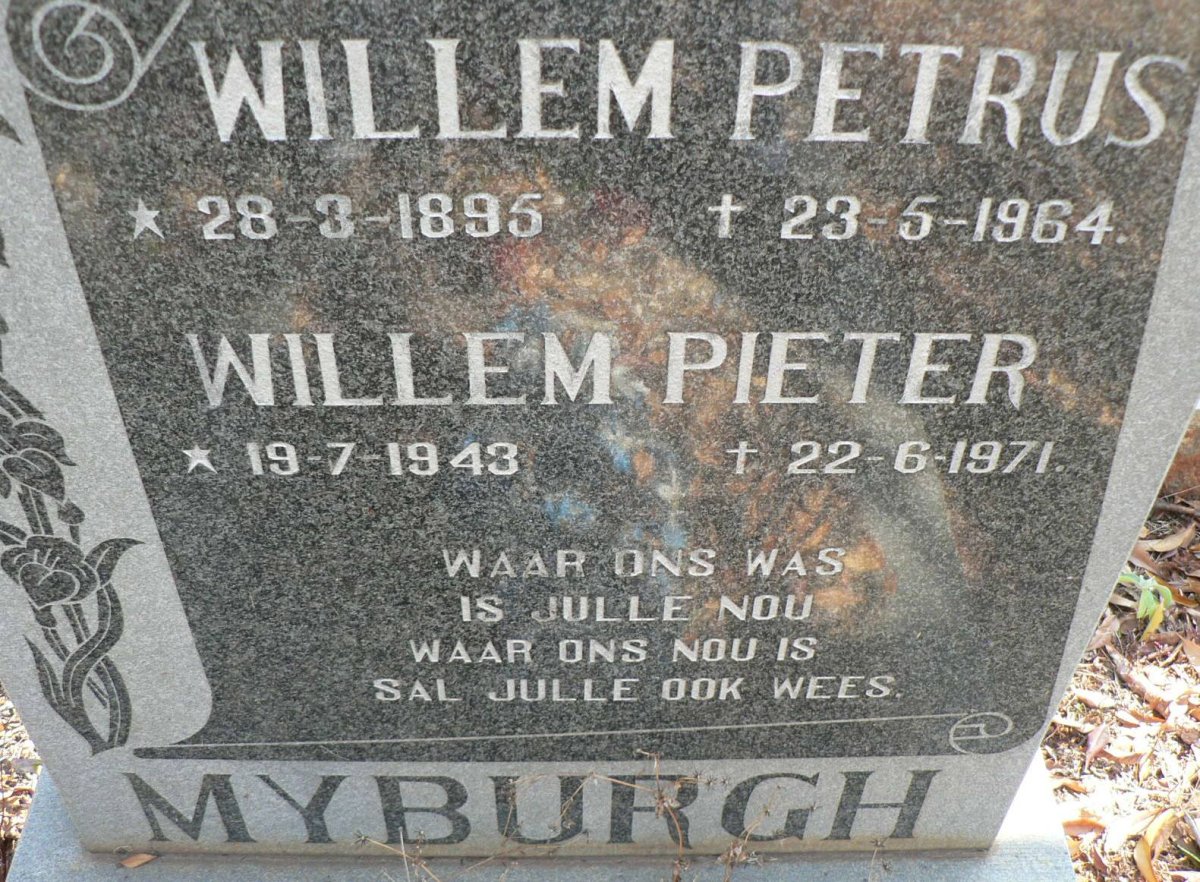 MYBURGH Willem Petrus 1895-1964 :: MYBURGH Willem Pieter 1943-1971