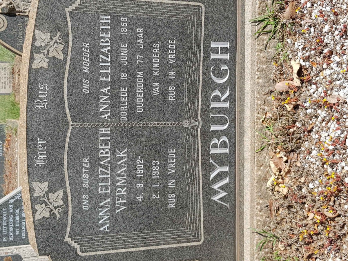 MYBURGH Anna Elizabeth -1959 :: VERMAAK Anna Elizabeth 1902-1983