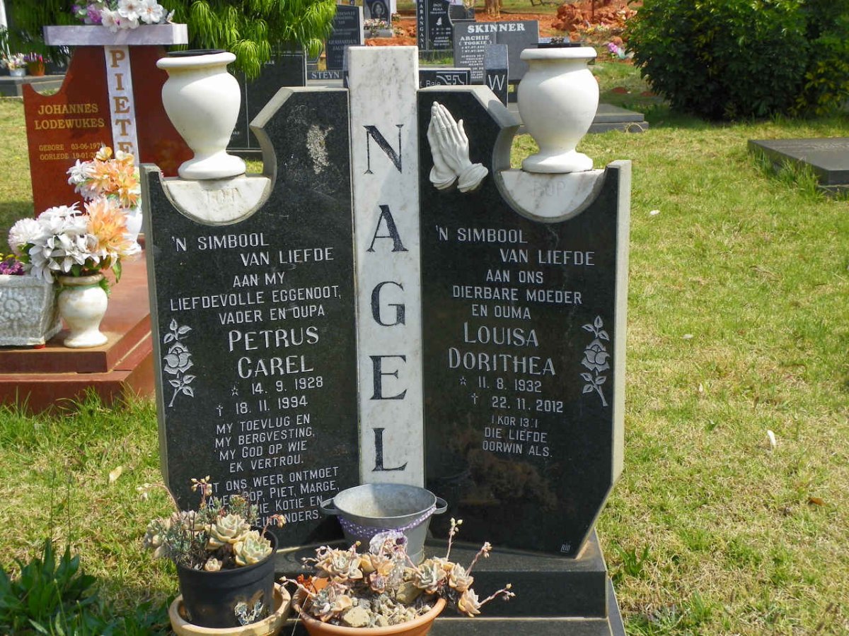 NAGEL Petrus Carel 1928-1994 &amp; Louisa Dorithea 1932-2012