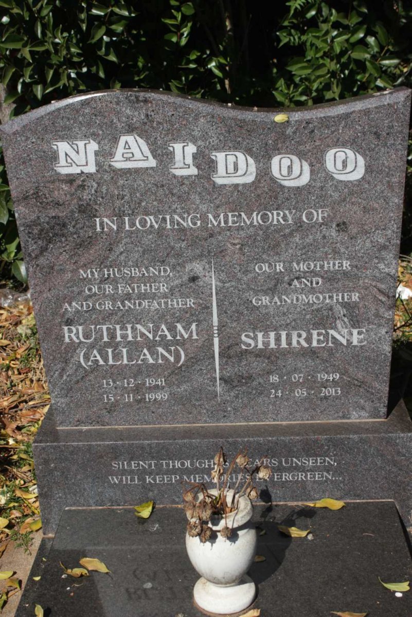 NAIDOO Ruthnam 1941-1999 &amp; Shirene 1949-2013