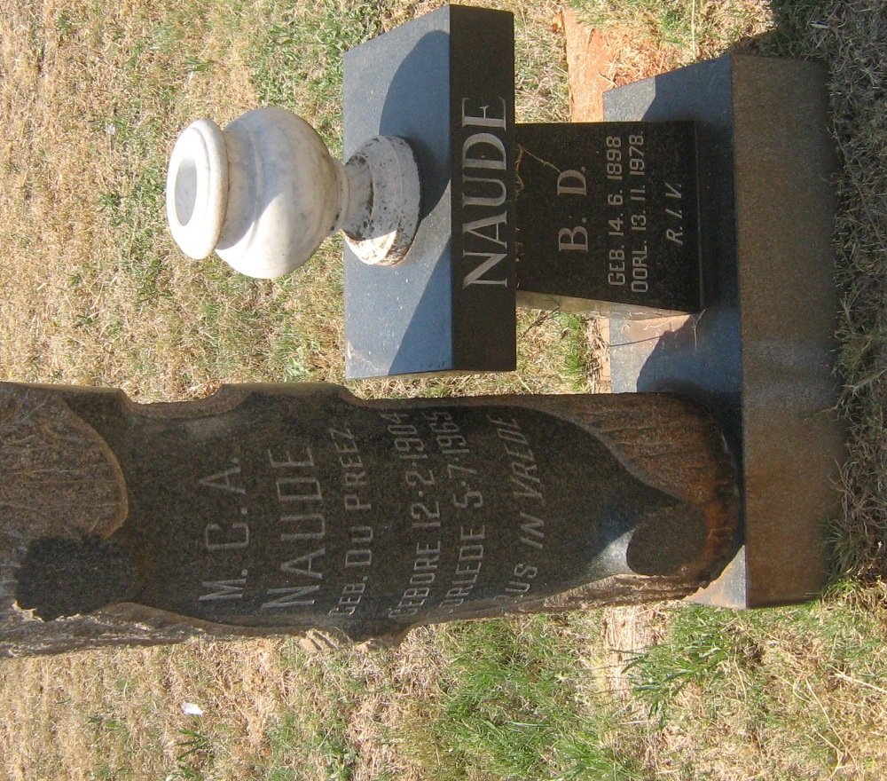 NAUDE B.D. 1898-1978 &amp; M.C.A. DU PREEZ 1904-1965