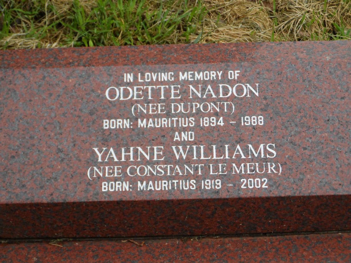 NADON Odette nee DU PONT 1894-1988 :: WILLIAMS Yahne nee CONSTANT LE MEUR 1919-2002