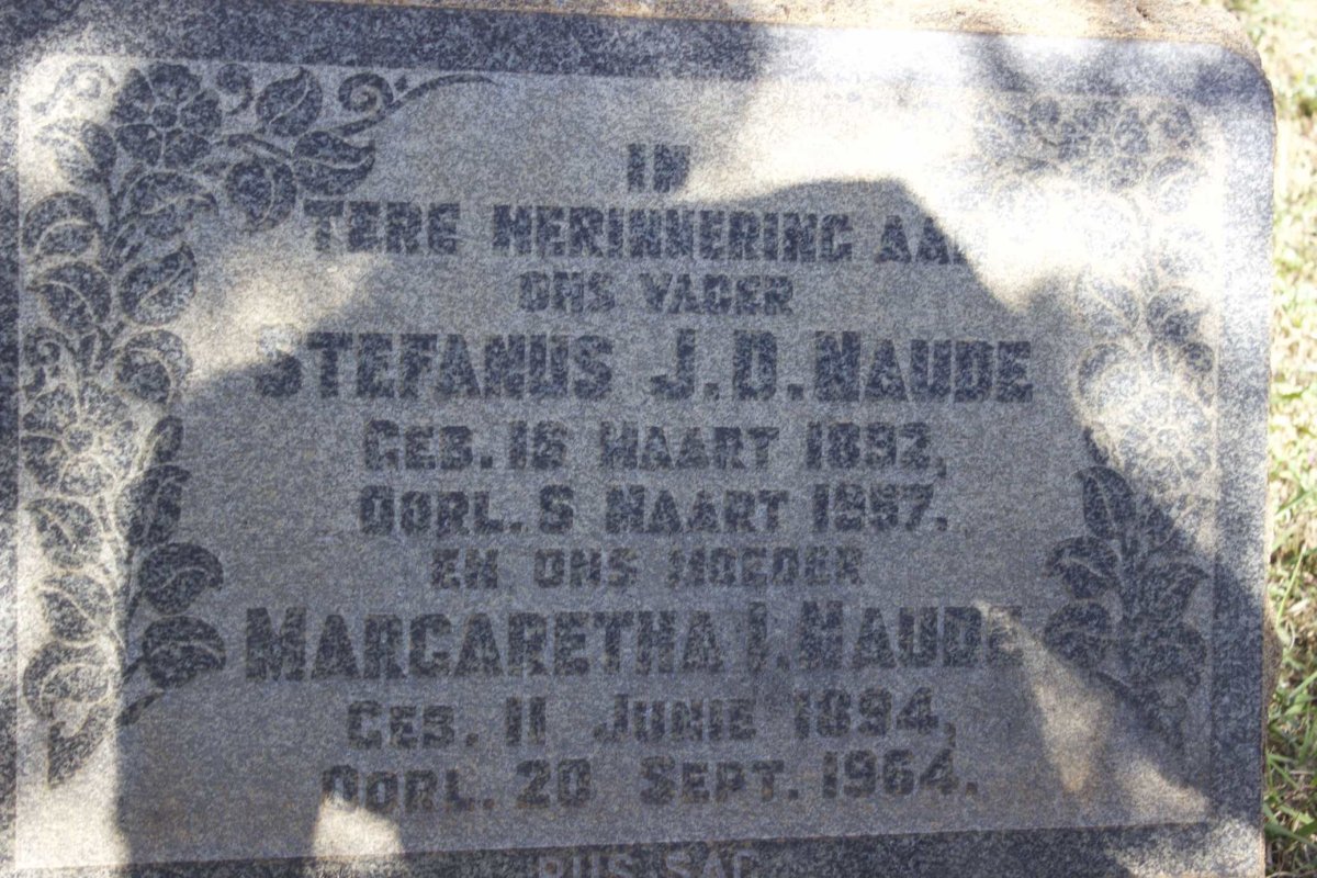 NAUDE Stefanus J.D. 1892-1957 &amp; Margaretha I. 1894-1964