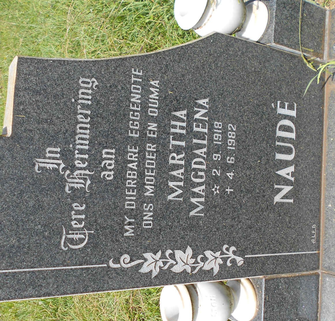 NAUDÉ Martha Magdalena 1918-1982