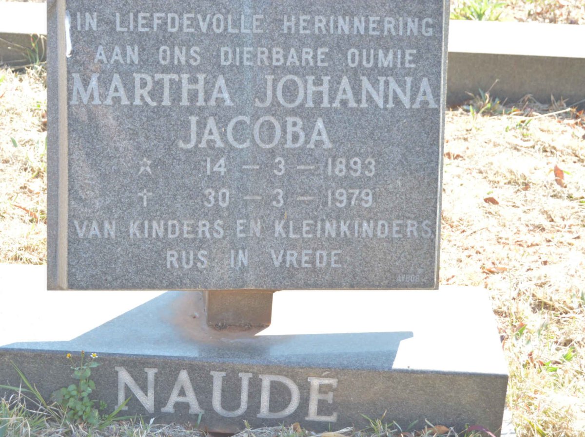 NAUDE Martha Johanna Jacoba 1893-1979
