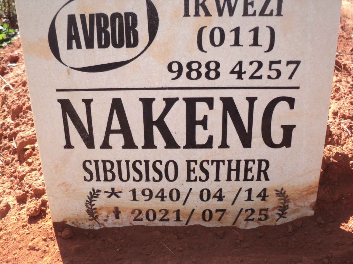 NAKENG Sibusiso Esther 1940-2021