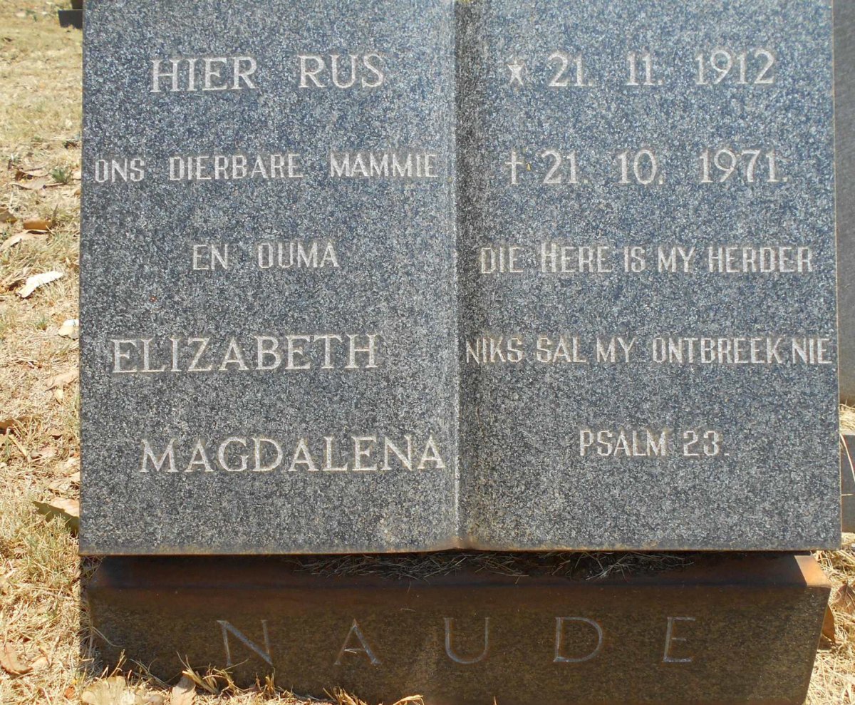 NAUDE Elizabeth Magdalena 1912-1971