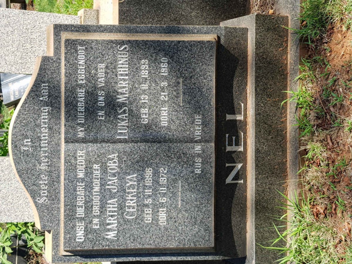 NEL Lukas Marthinus 1893-1960 &amp; Martha Jacoba Cerkeya 1896-1972