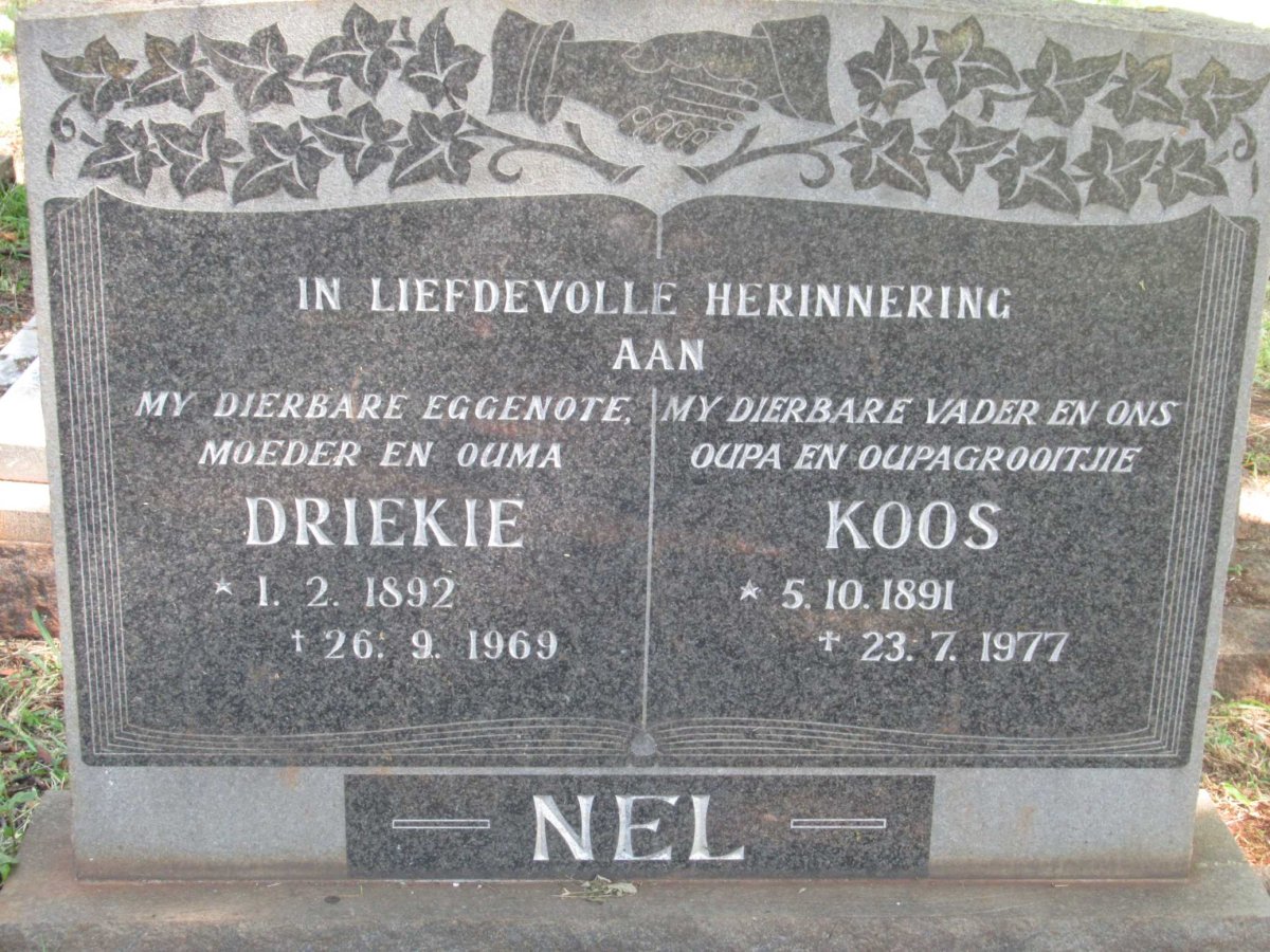 NEL Koos 1891-1977 &amp; Driekie 1892-1969
