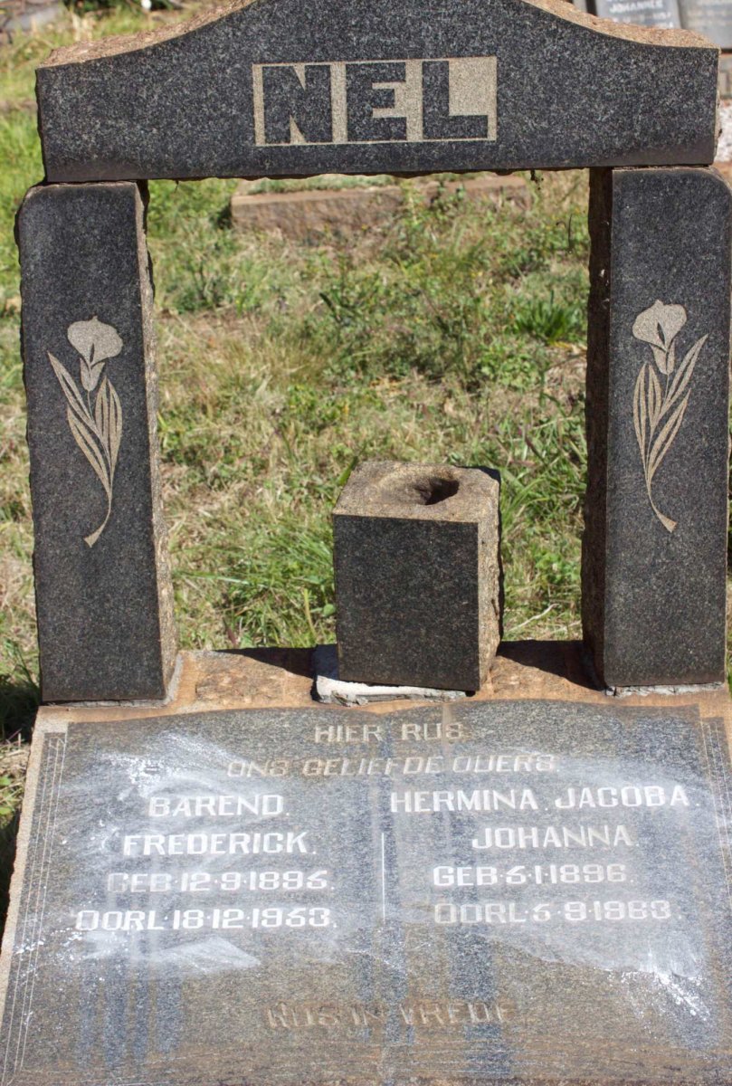 NEL Barend Frederick 1895-1953 &amp; Hermina Jacoba Johanna 1896-1963