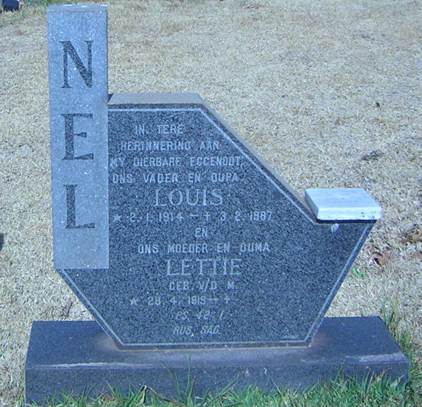 NEL Louis 1914-1987 &amp; Lettie van der MERWE 1915-