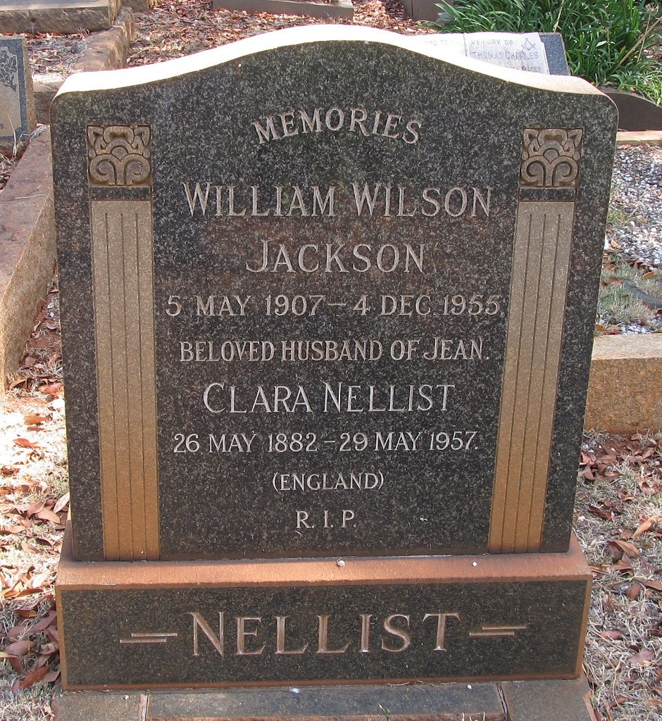NELLIST Clara 1882-1957 :: NELLIST William Wilson Jackson 1907-1955