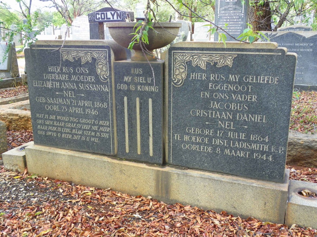 NEL Jacobus Christiaan Daniel 1864-1944 &amp; Elizabeth Anna Sussanna SAAIMAN 1868-1946