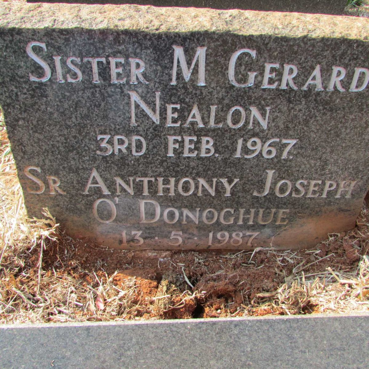 NEALON M. Gerard -1967 :: O'DONOGHUE Anthony Joseph -1987