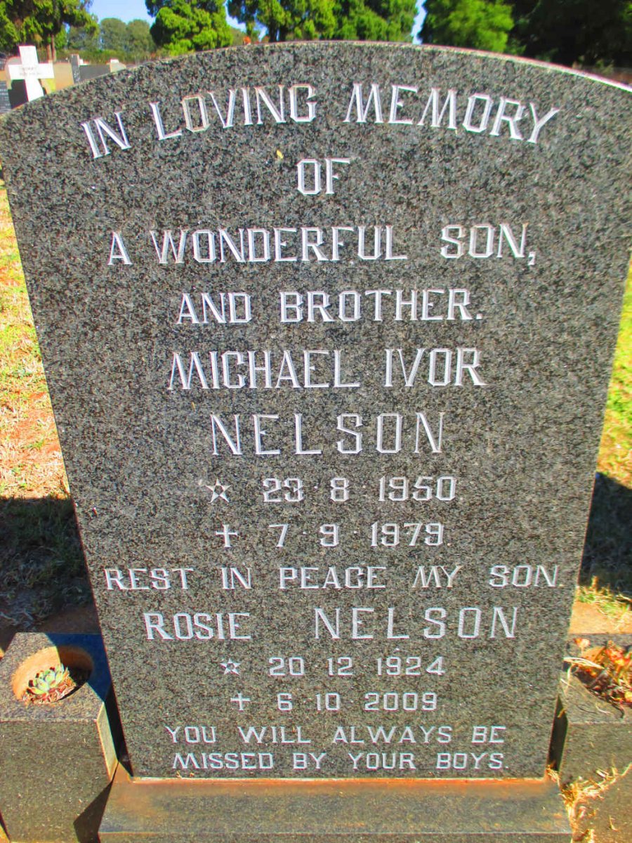 NELSON Rosie 1924-2009 :: NELSON Michael Ivor 1950-1979
