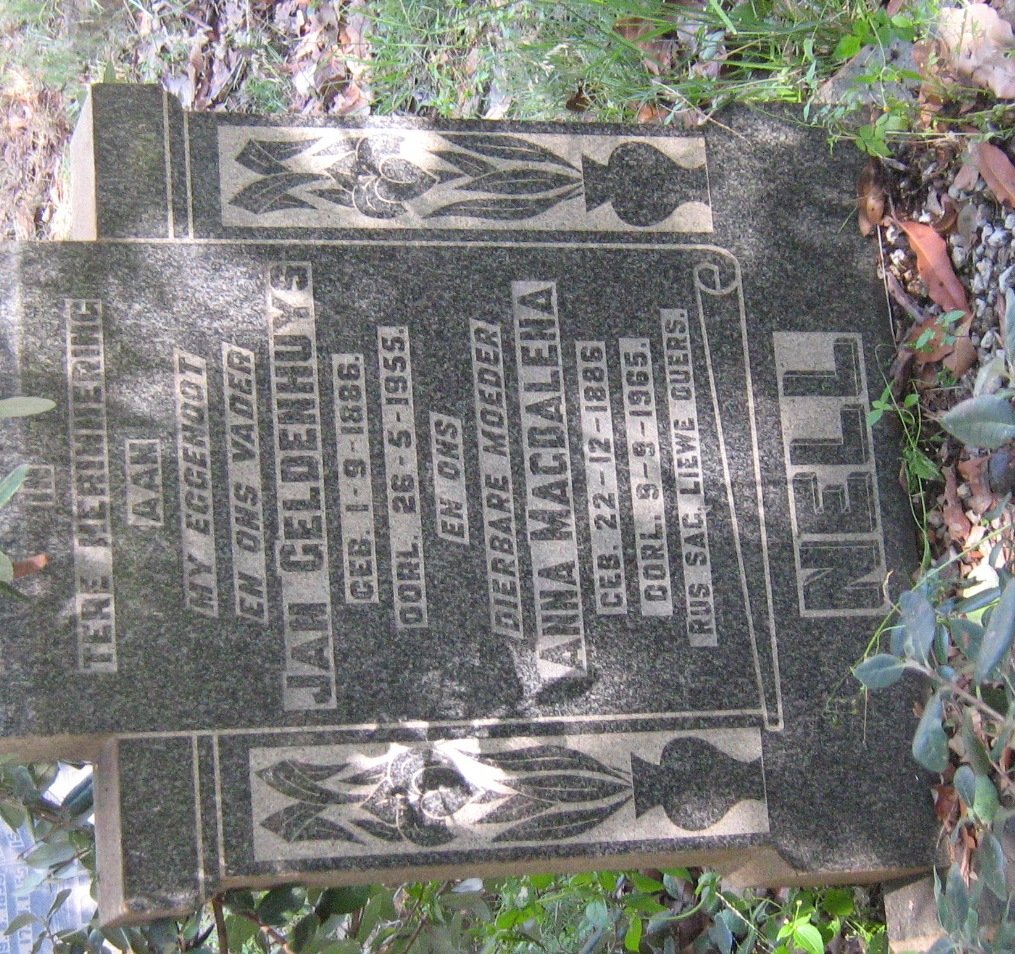 NELL Jan Geldenhuys 1886-1955 &amp; Anna Magdalena 1886-1965