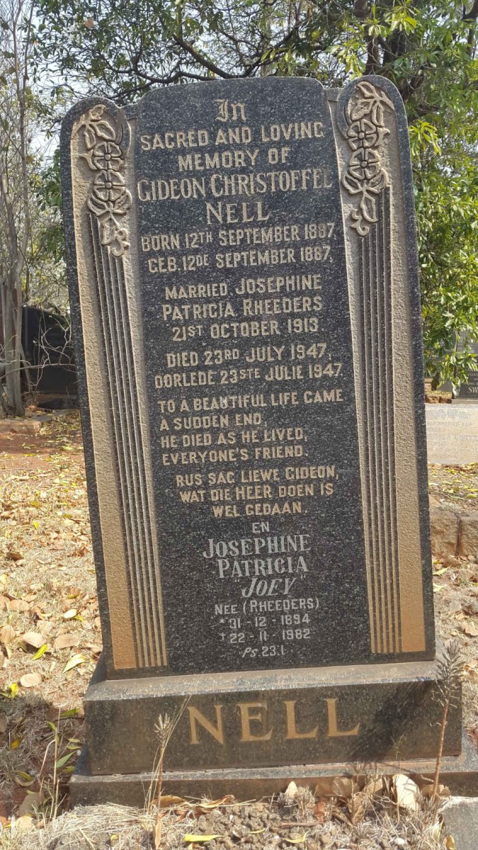 NELL Gideon Christoffel 1887-1947 &amp; Josephine Patricia RHEEDERS 1894-1982