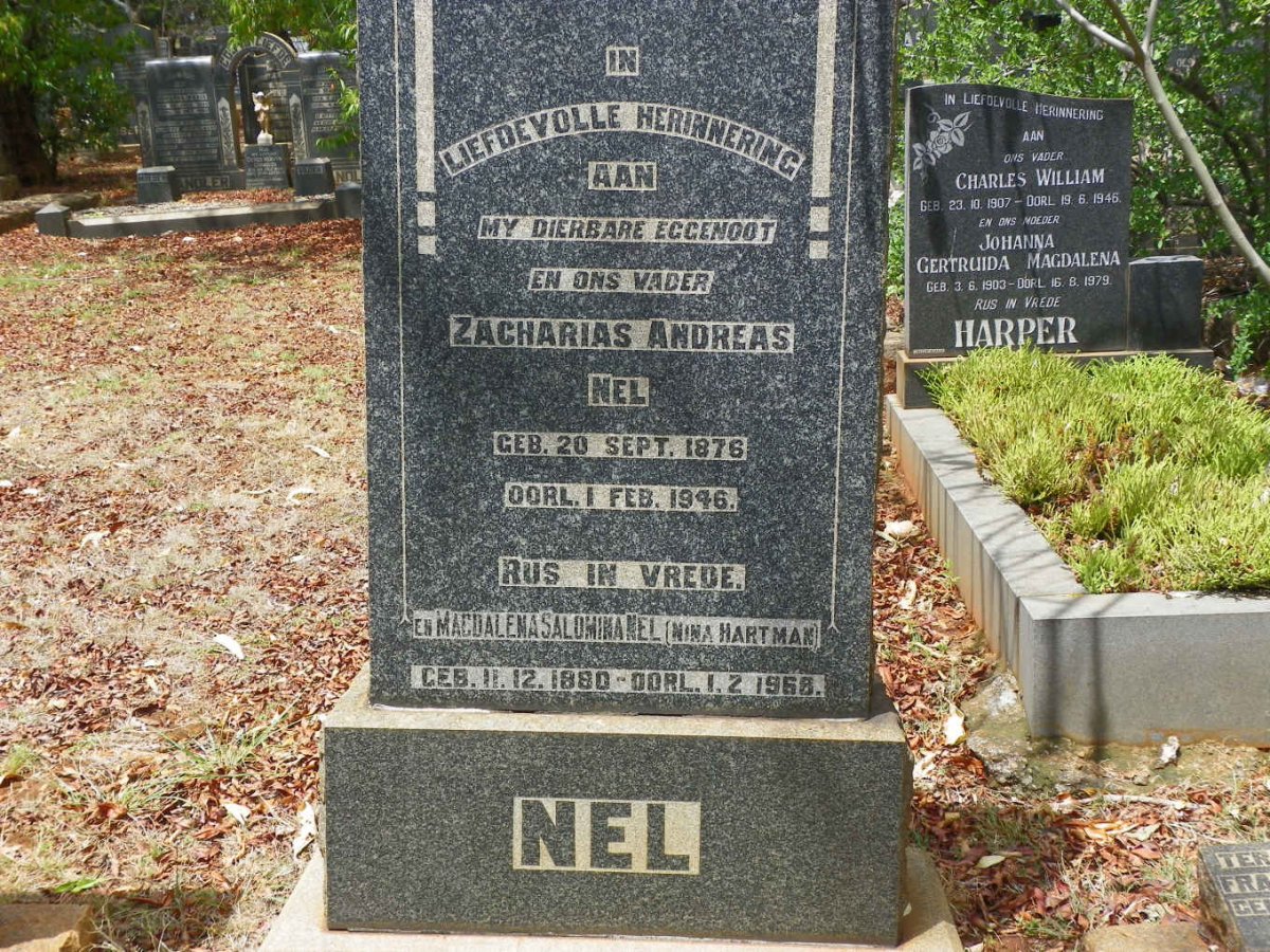 NEL Zacharias Andreas 1876-1946 Magdalena Salomina HARTMAN 1880-1968