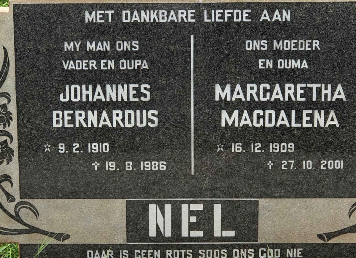 NEL Johannes Bernardus 1910-1986 &amp; Margaretha Magdalena 1909-2001