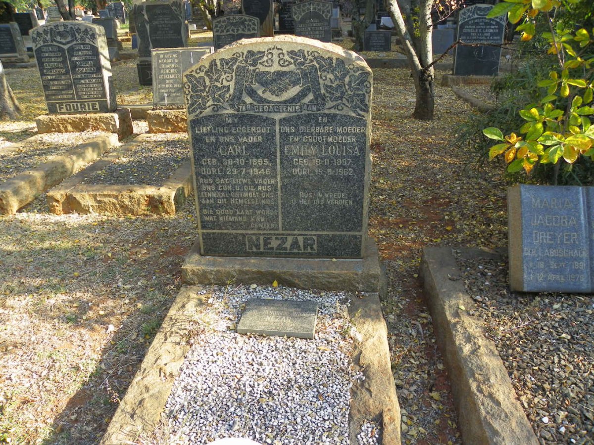 NEZAR Carl 1895-1946 &amp; Emily Louisa 1897-1962 :: NEZAR Carl Hendrick Wilhelm 1940-1996
