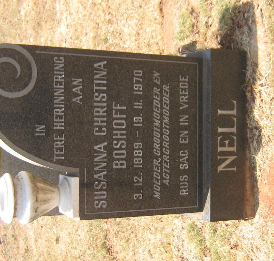 NELL Susanna Christina nee BOSHOFF 1889-1970