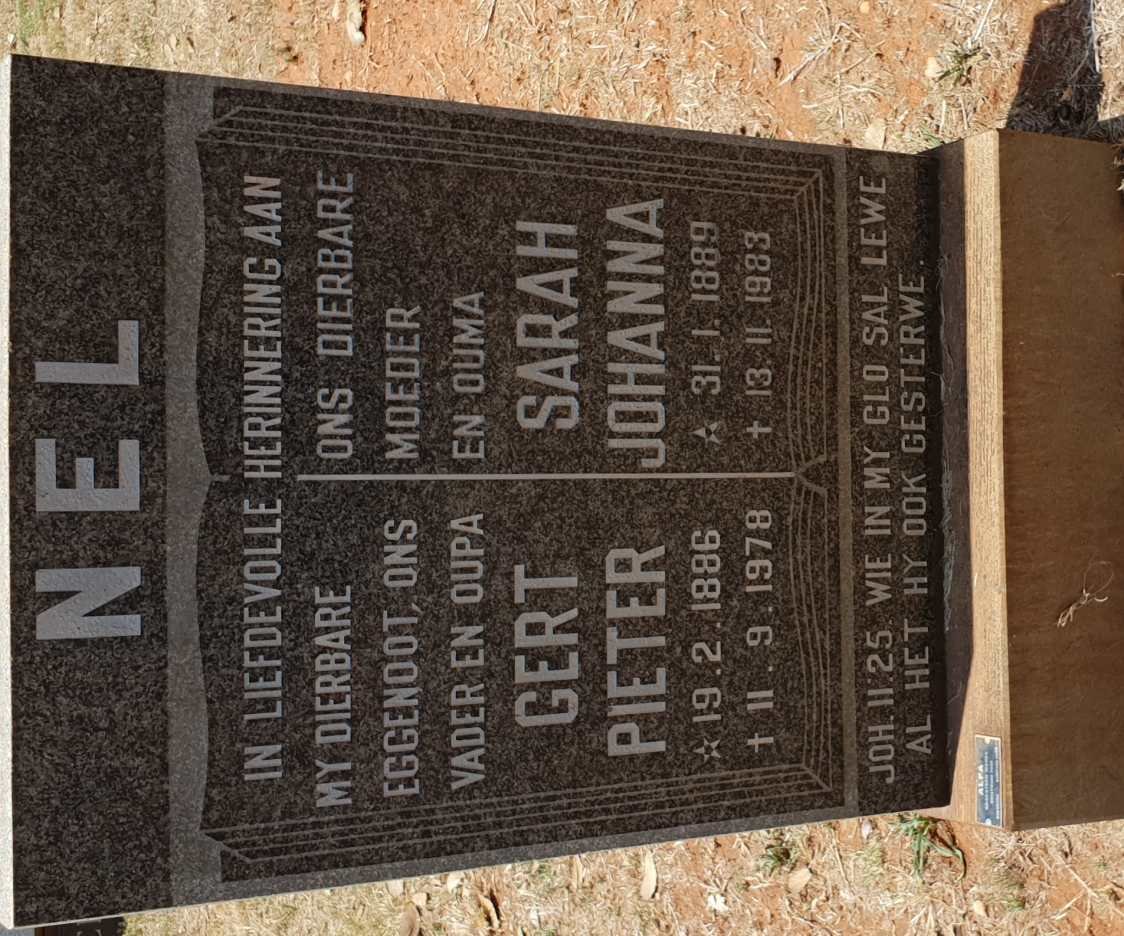 NEL Gert Pieter 1886-1978 &amp; Sarah Johanna 1889-1983