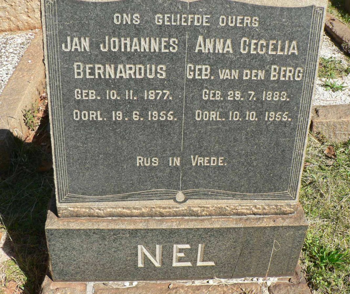 NEL Jan Johannes Bernardus 1877-1955 &amp; Anna Cecelia VAN DEN BERG 1883-1955