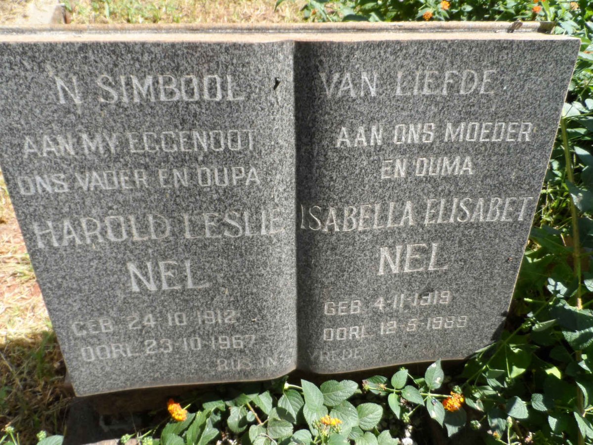 NEL Harold Leslie 1912-1967 &amp; Isabella Elisabet 1919-1989