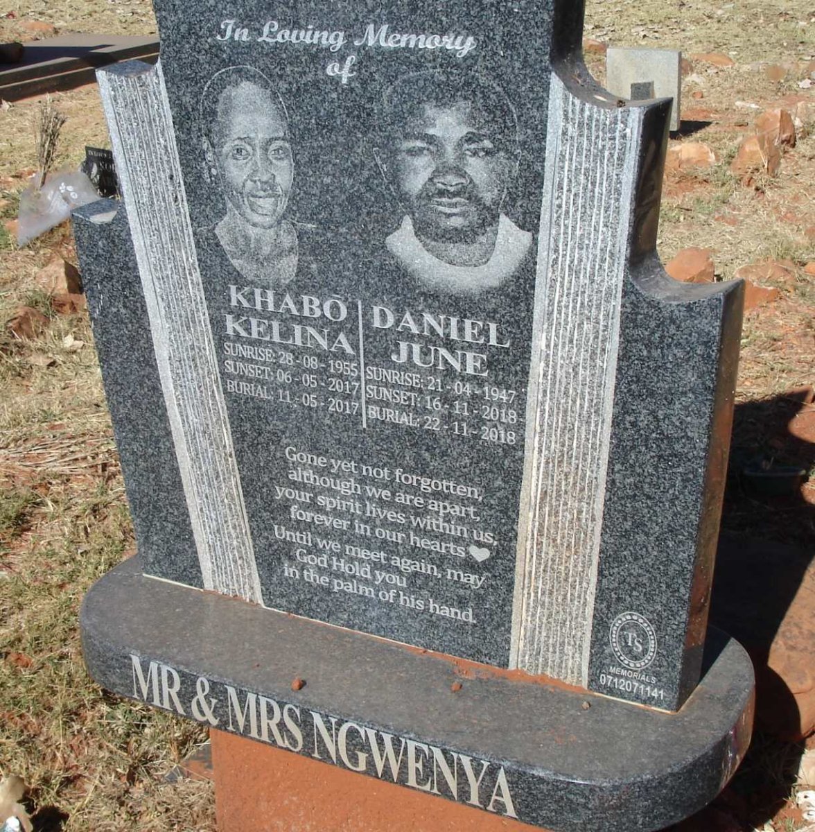 NGWENYA Daniel June 1947-2018 &amp; Khabo Kelina 1955-2017