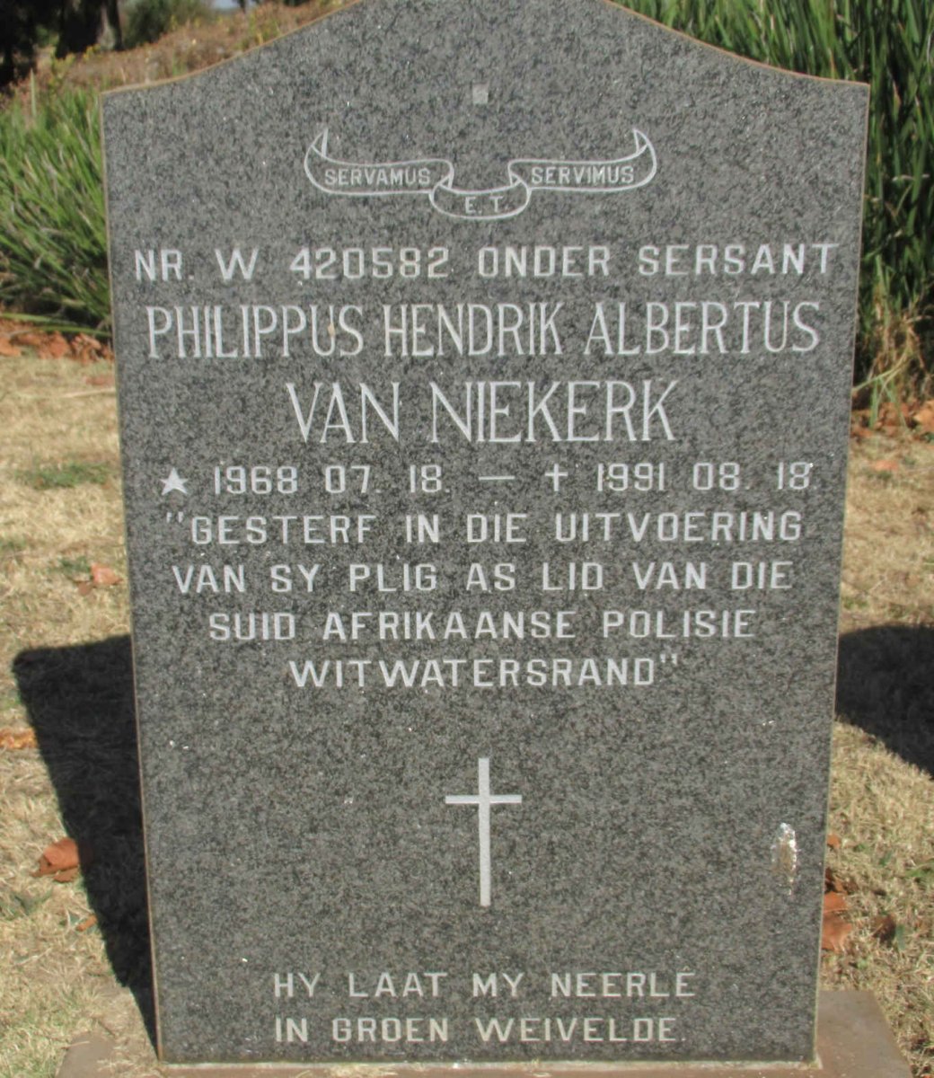 NIEKERK Philippus Hendrik Albertus, van 1968-1991