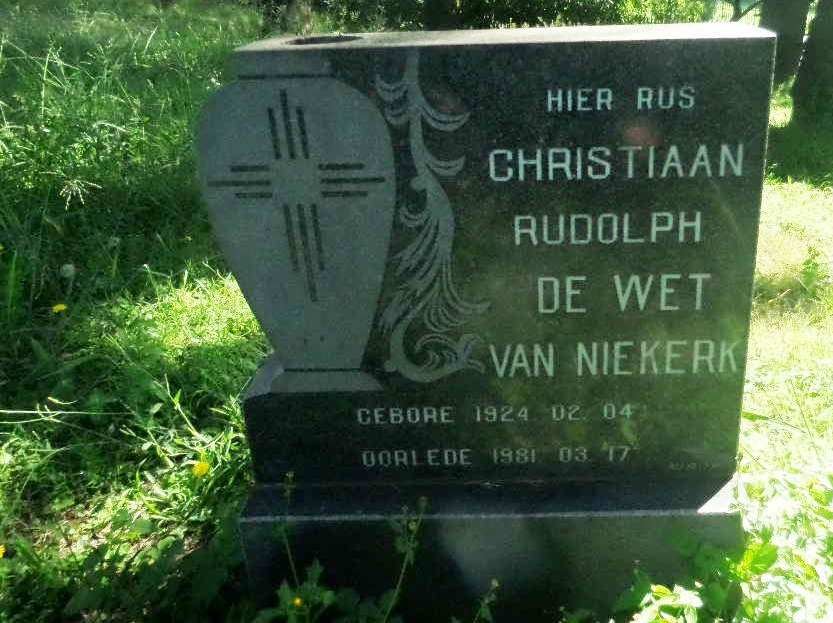 NIEKERK Christiaan Rudolph de Wet, van 1924-1981