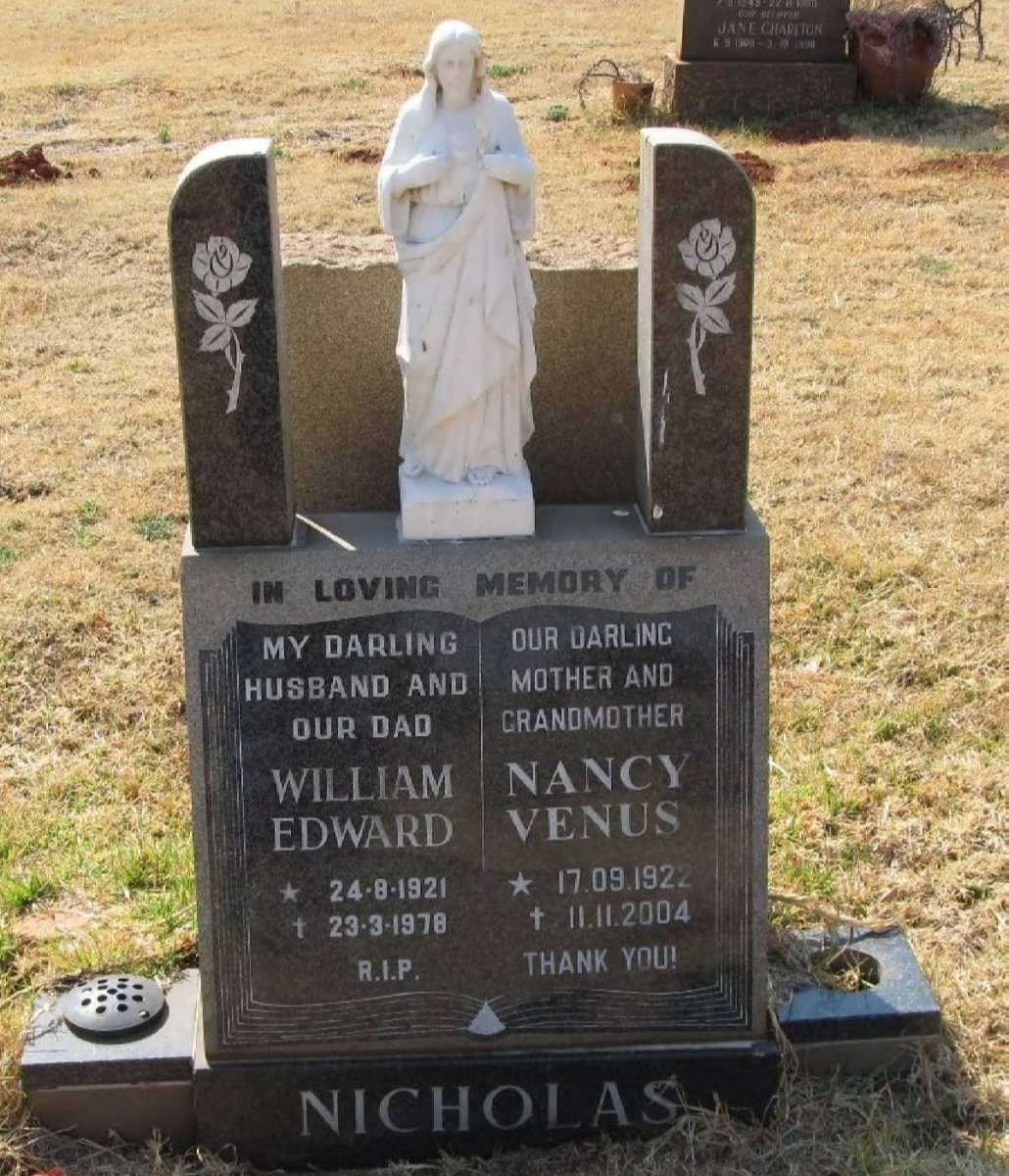 NICHOLAS William Edward 1921-1978 &amp; Nancy Venus 1922-2004