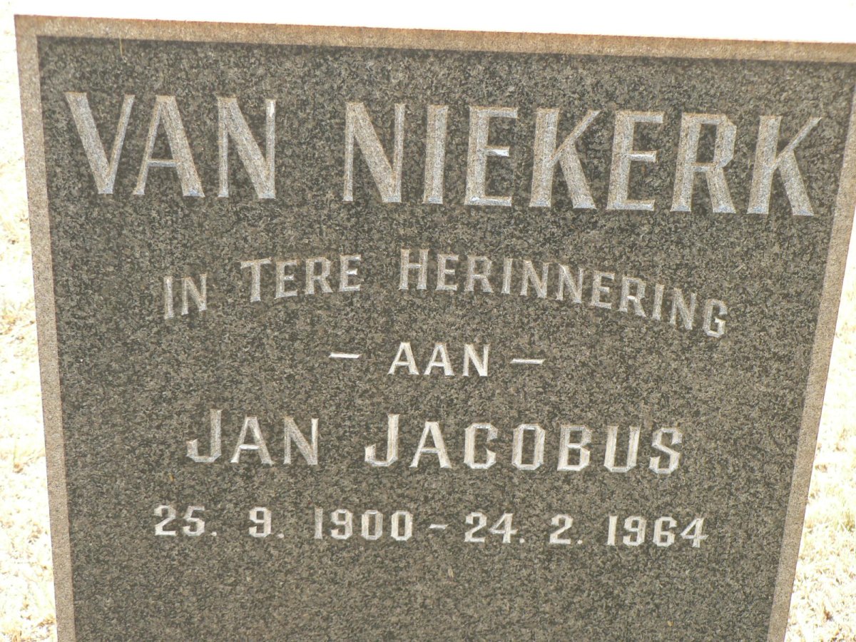 NIEKERK Jan Jacobus, van 1900-1964