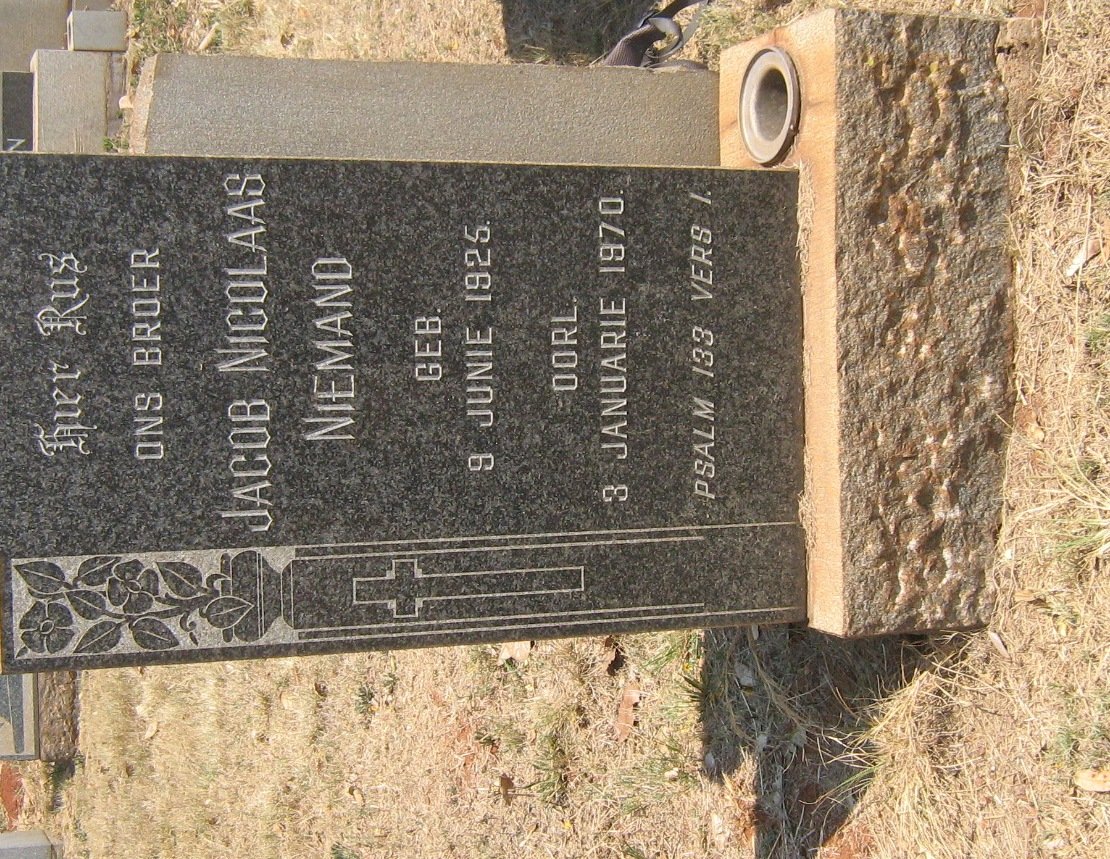 NIEMAND Jacob Nicolaas 1925-1970