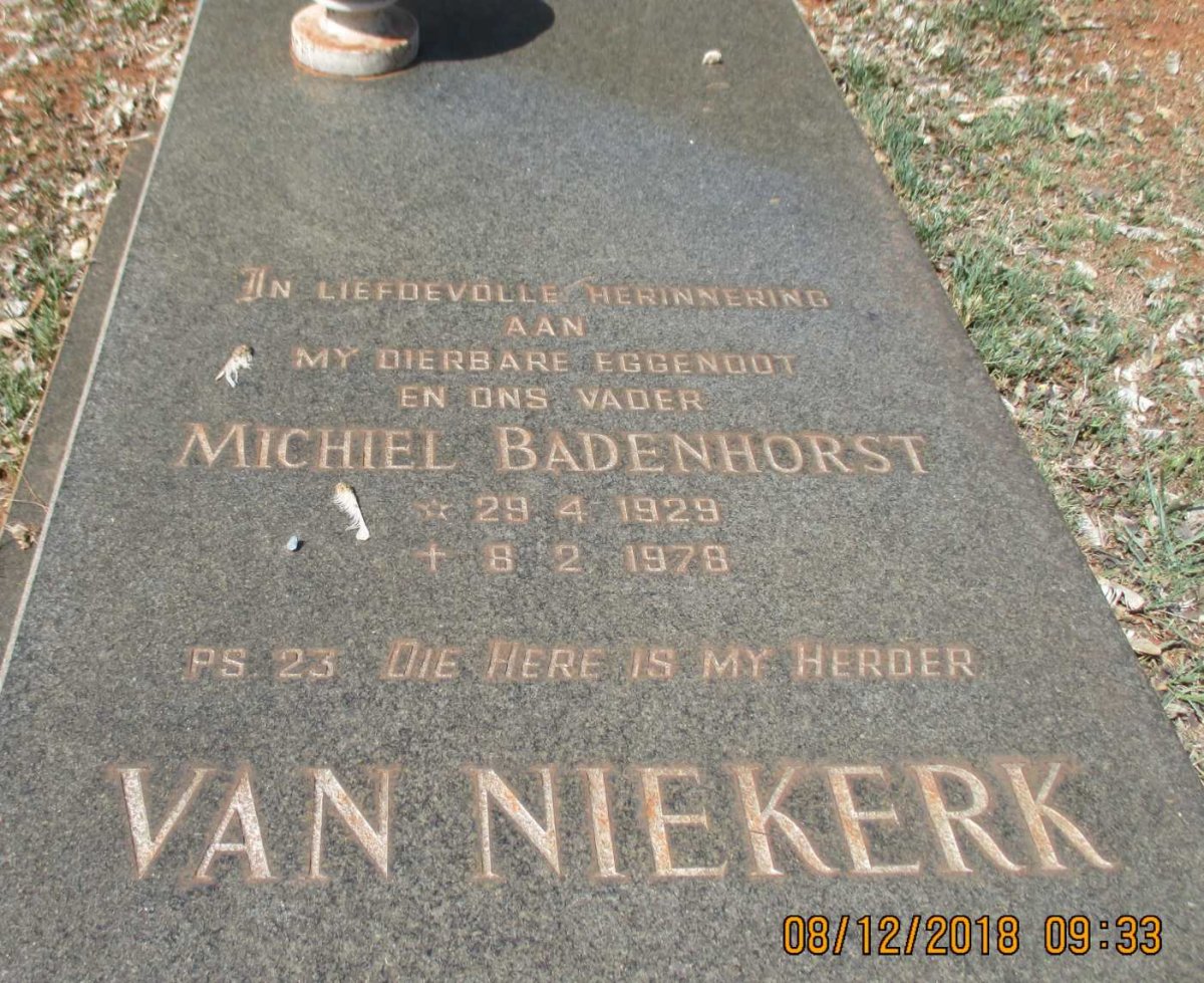 NIEKERK Michiel Badenhorst, van 1929-1978
