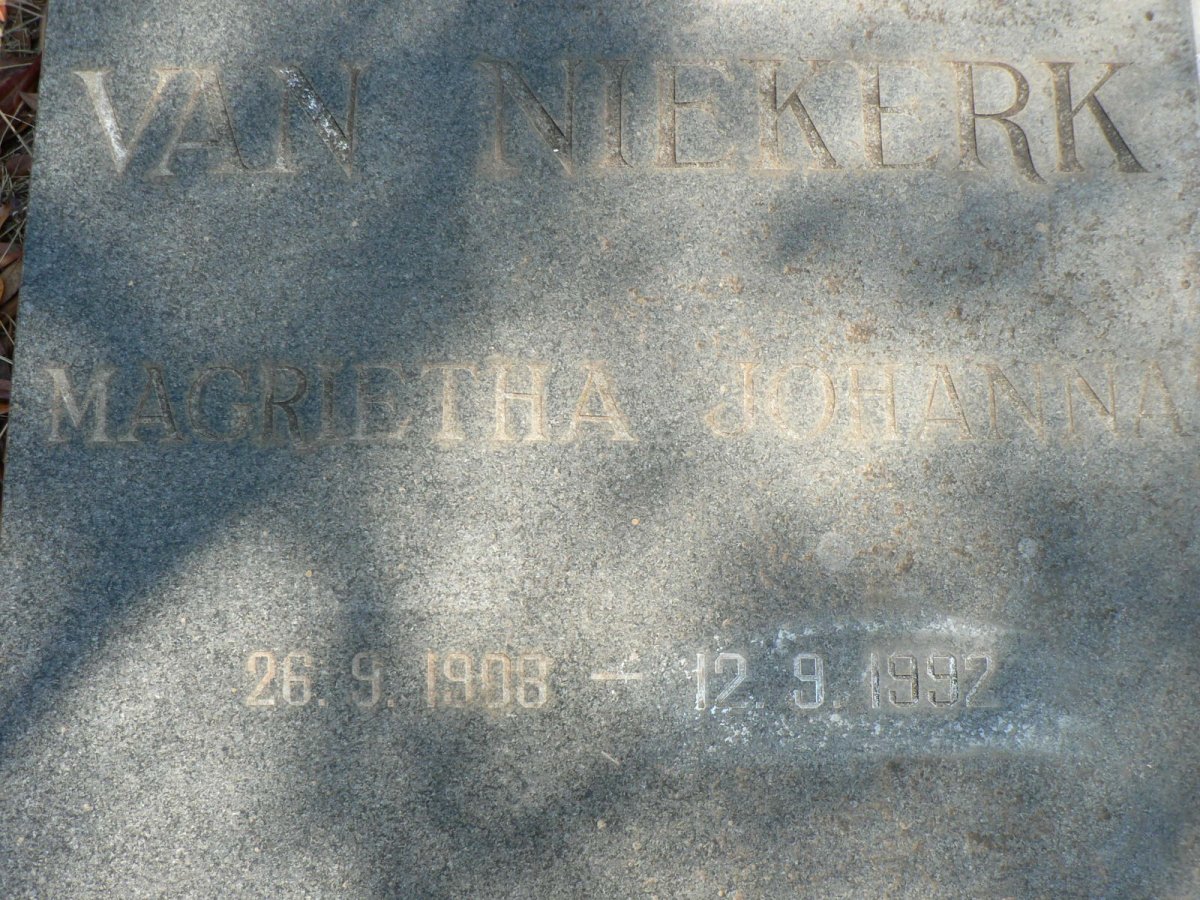NIEKERK Magrietha Johanna, van 1908-1992