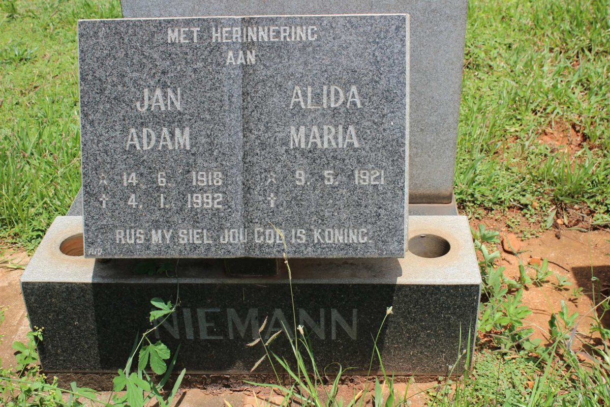 NIEMANN Jan Adam 1918-1992 &amp; Alida Maria 1921-