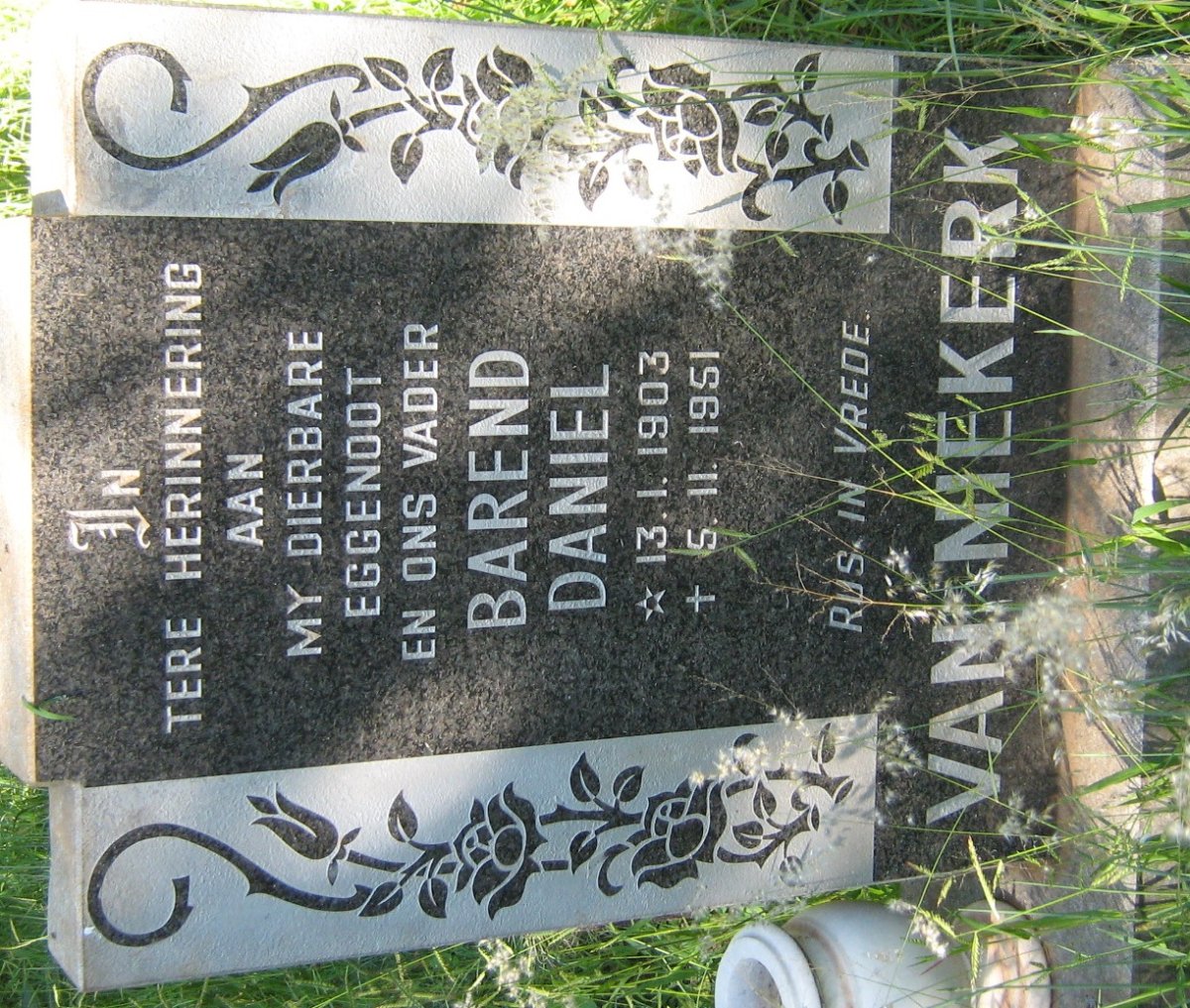 NIEKERK Barend Daniel, van 1903-1951