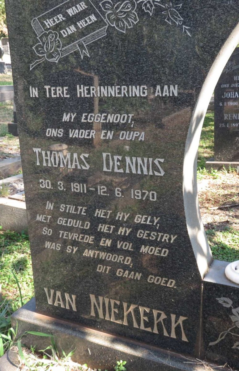 NIEKERK Thomas Dennis, van 1911-1970