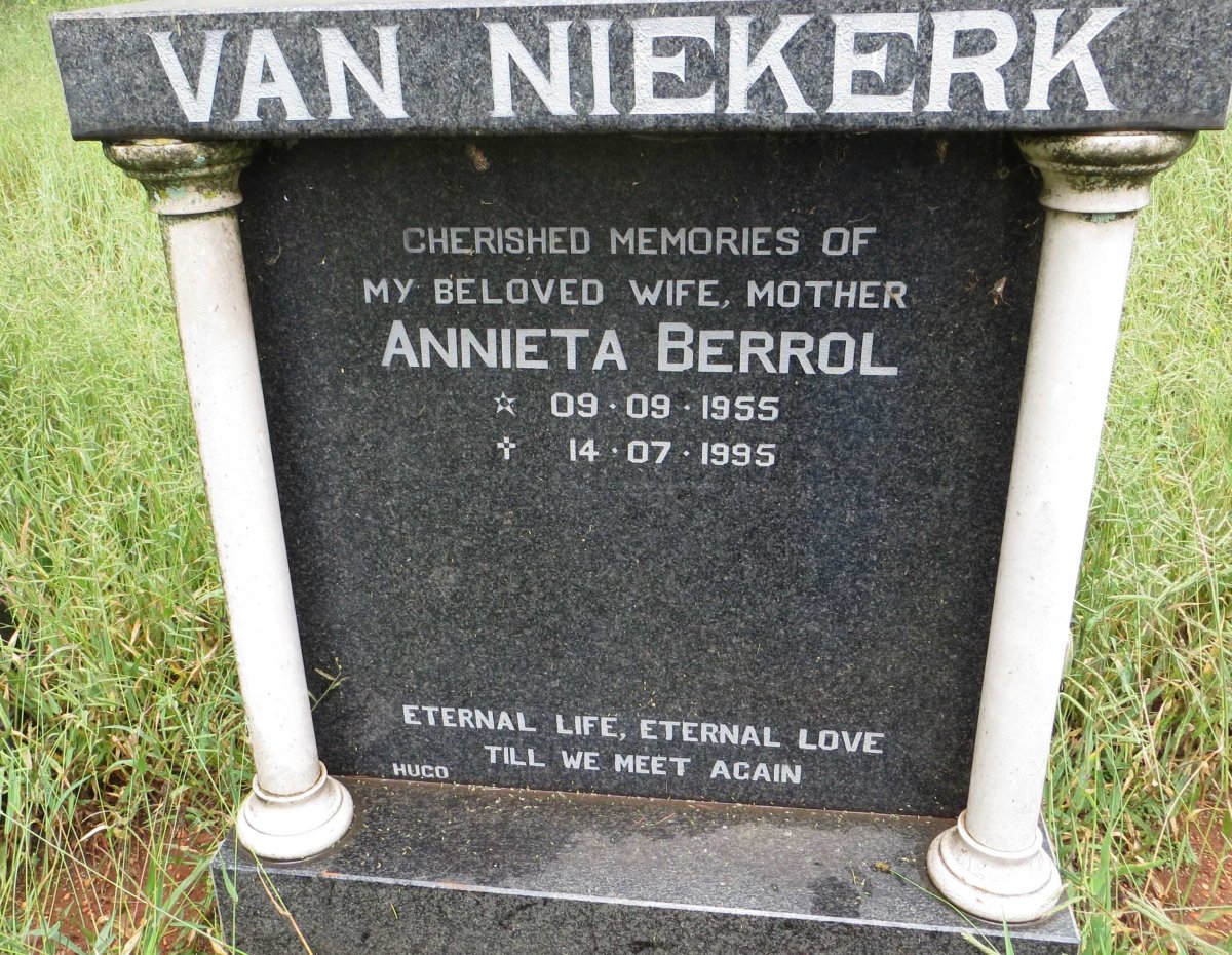 NIEKERK Annieta Berrol, van 1955-1995