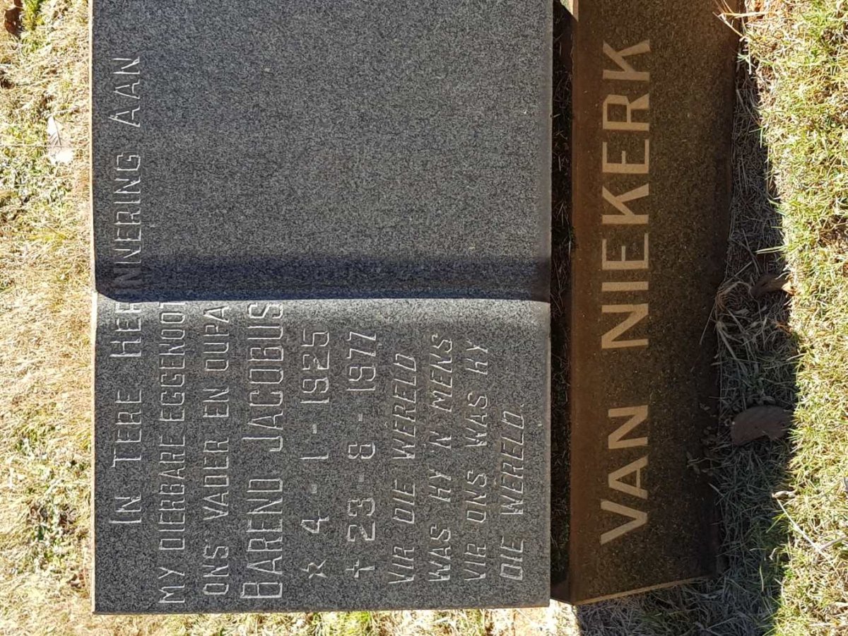 NIEKERK Barend Jacobus, van 1925-1977