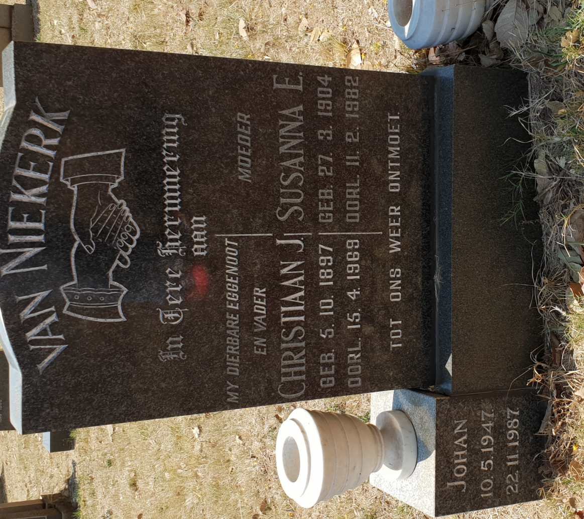 NIEKERK Christiaan J., van 1897-1969 &amp; Susanna E. 1904-1982 :: VAN NIEKERK Johan 1947-1987
