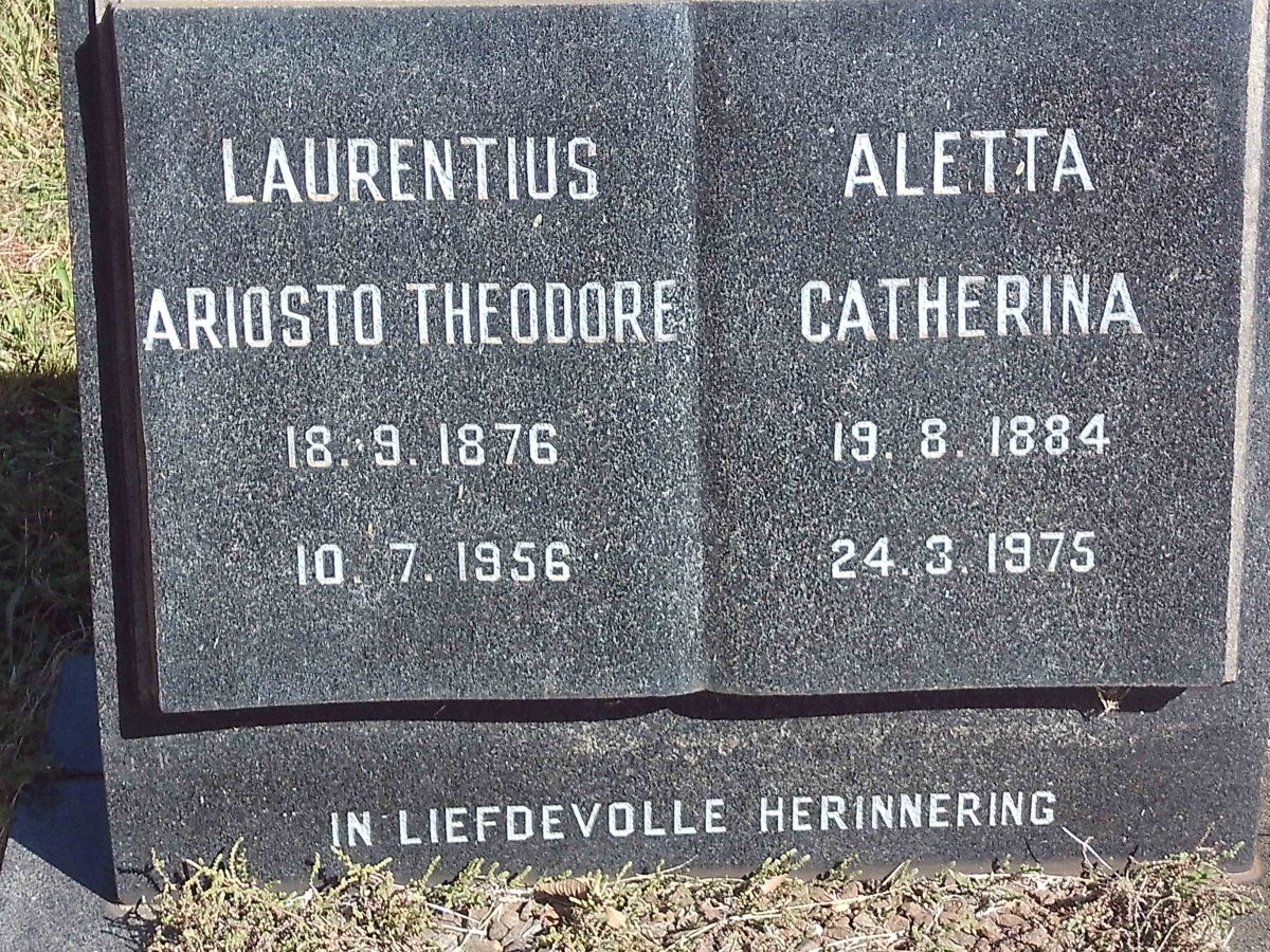 NIEKERK Laurentius Ariosto Theodore, van 1876-1956 &amp; Aletta Catherina 1884-1975