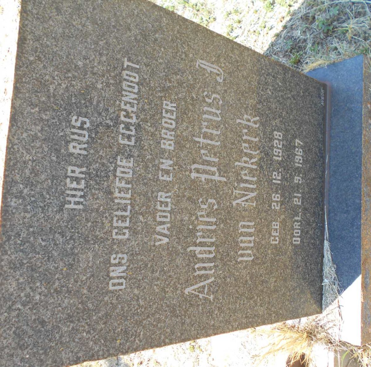 NIEKERK Andries Petrus J., van 1928-1967